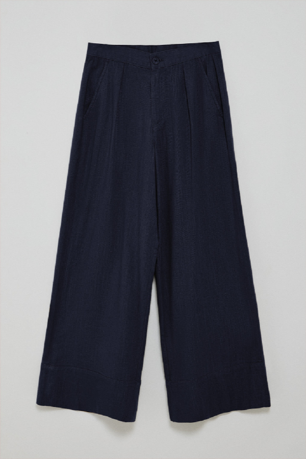 Polo Club - Donna - Pantaloni Deia Blu Marino In Cotone E Lino Con Dettagli Polo Club - 36
