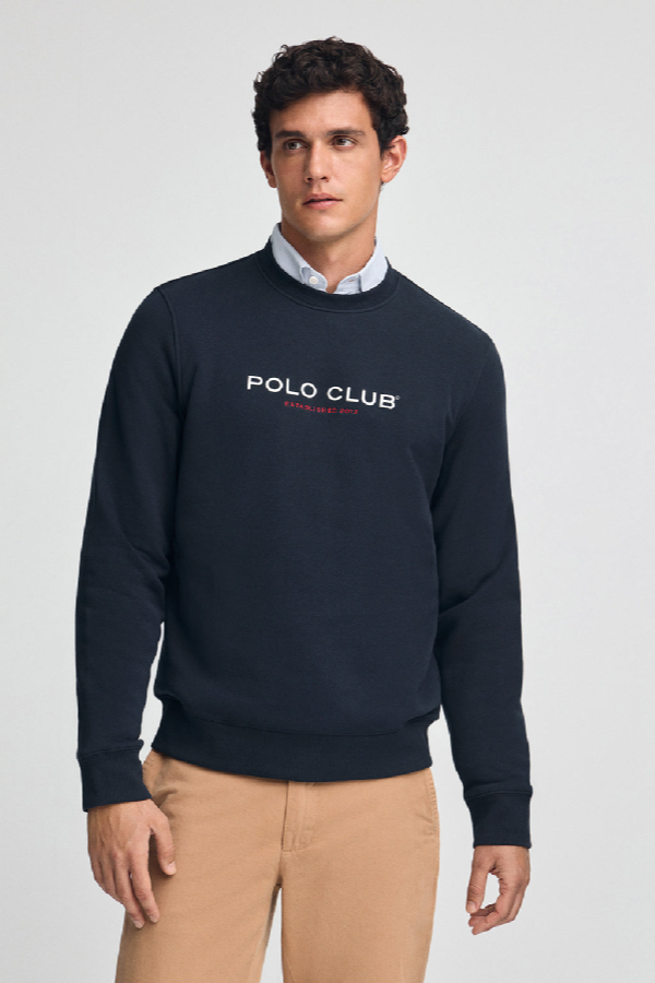 Polo Club - Hombre - Marineblauwe Sweater Met Relaxed Fit En Polo Club-Opdruk Established 2012 - M