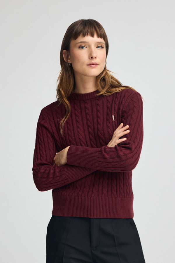 Polo Club - Mujer - Bordeauxrode Trui Van Wolmix Met Ronde Hals En Geborduurd Rigby Go-Logo - S