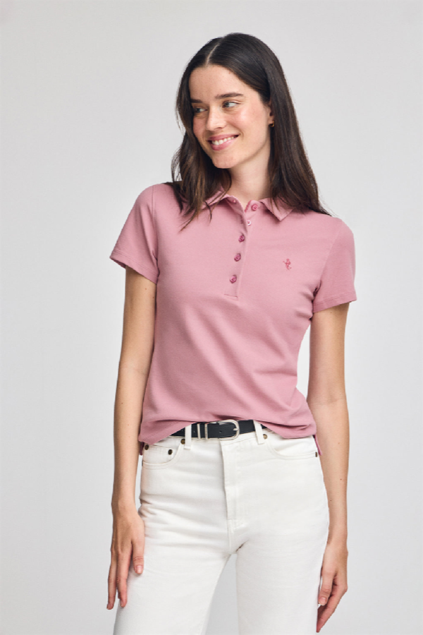Polo Club - Mujer - Polo Rosa Empolvado De Manga Corta De Algodón Y Bordado Rigby Best - M