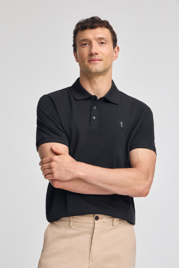 Polo Club - Hombre - Polo Negro De Piqué De Manga Corta Y Bordado Rigby Best - M