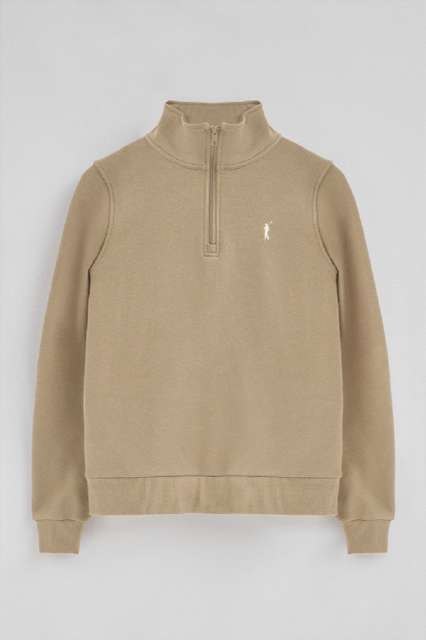 Polo Club - Mujer - Lichtbruine Sweater Met Halve Rits En Rigby Go-Logo - Xl
