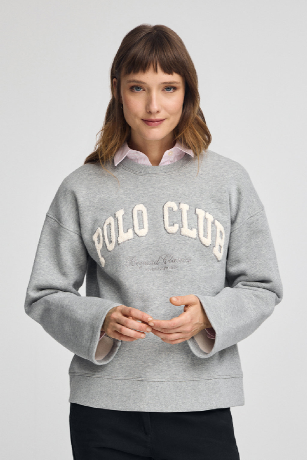Polo Club - Mujer - Gemêleerd Grijze Sweater Met Loose Fit En Polo Club-Opdruk Established 2012 - Xl