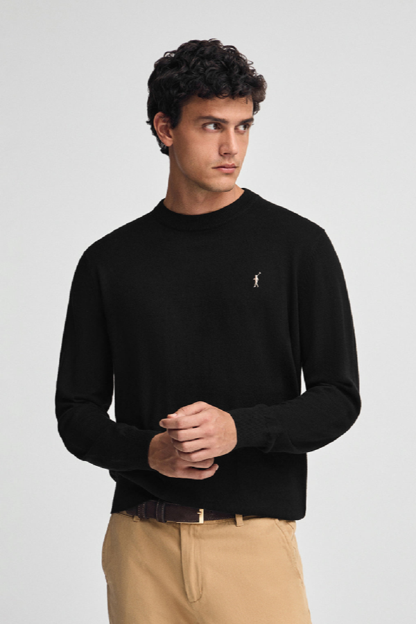 Polo Club - Hombre - Zwart Trui Van Wolmix Met Geborduurd Rigby Go-Logo - M