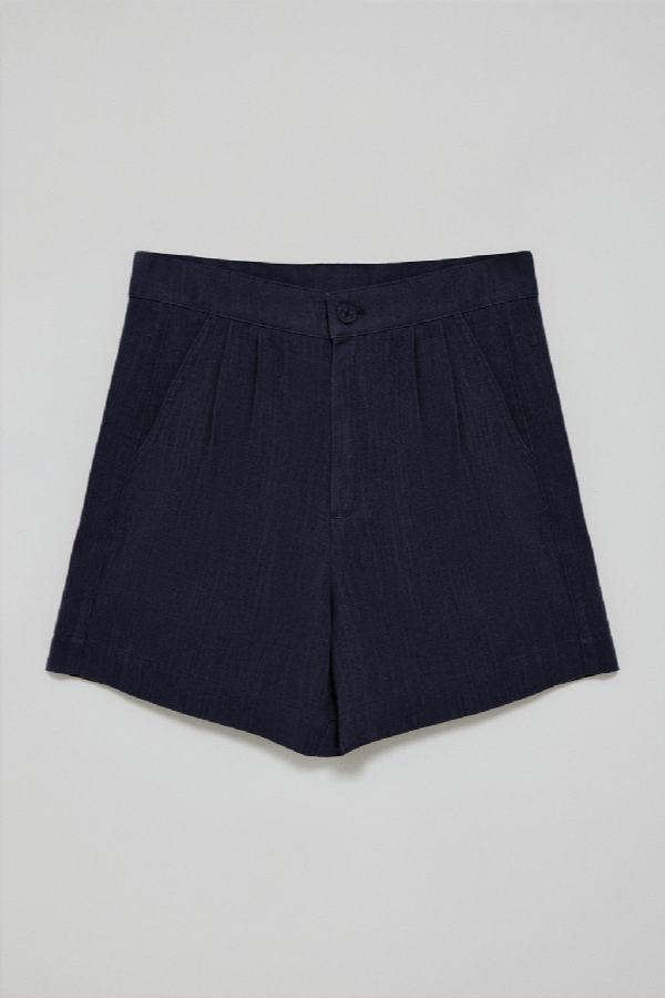 Polo Club - Donna - Pantaloncini Soller Blu Marino In Lino E Cotone Con Dettaglio Polo Club - 40