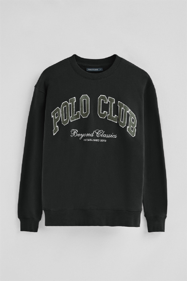 Polo Club - Hombre - Zwarte Sweater Met Loose Fit En Polo Club-Opdruk Established 2012 - M
